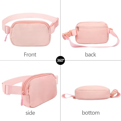 Fanny Pack Crossbody Bag for Women and Men, Belt Bag for Hiking Bum Bag with Adjustable Strap,Casual Cell Phone Pouch，Waist pack for Running Workout Sports Travel Pink