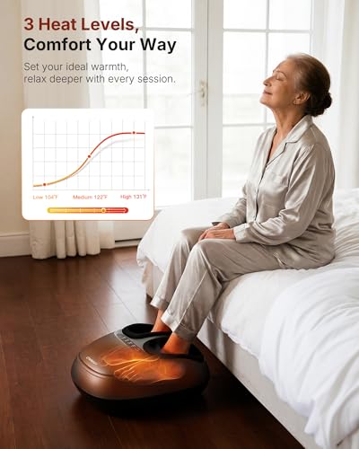 KNQZE Shiatsu Foot Massager with Heat for Plantar Fasciitis, FSA Eligible - color: Black