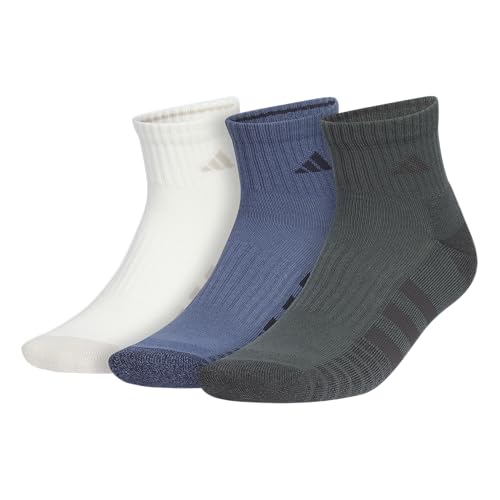 adidas Cushioned 3.0 3-Pack Quarter Socks - color: Off White/Preloved Ink Blue/Legend Ivy Green/3/Color