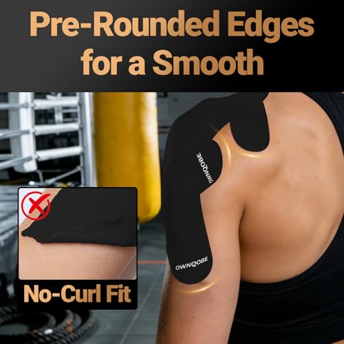 Kinesiology Tape, 2 Rolls, 40 Precut Strips, Waterproof, Black - color: Black