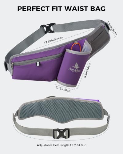 Fanny Pack with Water Bottle Holder, RFID Blocking Running Belt Bag - color: Purple
