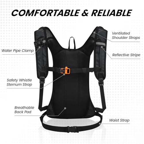 Nepest Hydration Pack Backpack with 2L Water Bladder Reflective Lightweight - color: Black