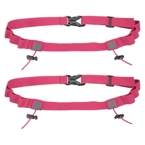 Bib Belt Race Belt Triathlon Running Number Holder 2Pcs Rose Red - color: Rose Red