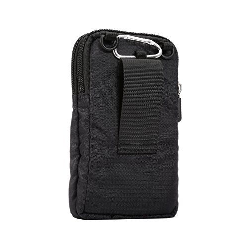Cell Phone Belt Clip Bag Men, Cell Phone Shoulder Holster, 6.0" Outdoor Travel Vertical Phone Holster Waist Pouch Cellphone Shoulder Messenger Bag Zipper Wallet Phone Holder with Belt Loop Carabiner - color: Black