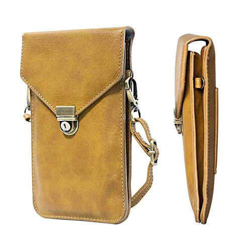 Small Cell Phone Purse, Synthetic Leather Crossbody Bag Dual Pockets Card Holder Neck Pouch with Adjustable Strap for iPhone X Xr 8 7 6s Plus, Galaxy S10 S9 S8 Plus, LG G8 ThinQ, Beige - color: 02 Beige