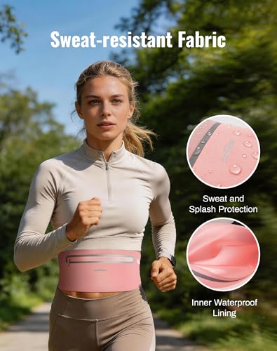 Running Belt for Women & Men-Ultra Light Slim Running Belts - color: Pink