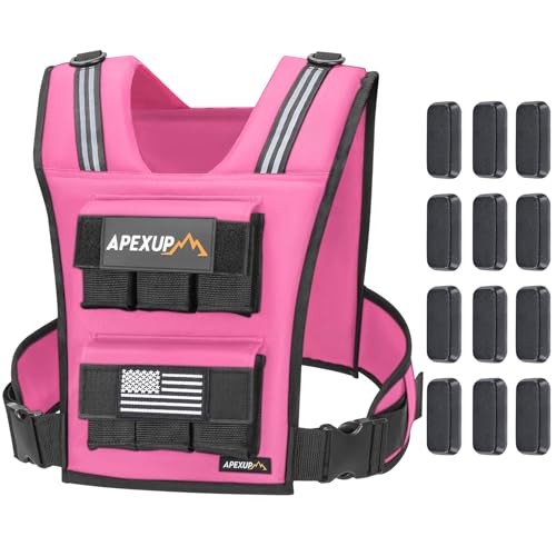 APEXUP Weighted Vest Men, Adjustable Weight Vest for Running - color: Pink, size: With Weights-30lbs