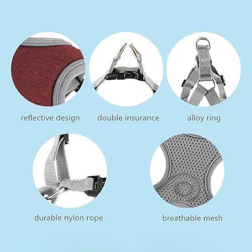 Dog Harness with Leash Set, No Pull Adjustable Step in Pet Vest - color: Red, size: XS