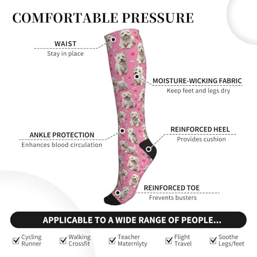 Cute Dog Compression Socks Women Men, Dog Lover Gift - color: Westie