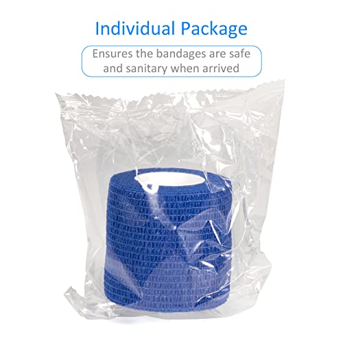 12Pcs Self Adhesive Bandage Wrap 2inch x 5 Yards Elastic Bandage Wrap Blue - color: Blue, size: 12Pcs