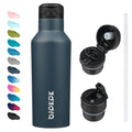 BJPKPK 17oz Insulated Thermal Water Bottle, Straw & Handle, Stainless Steel - color: Navy Blue, size: 17 Ounces