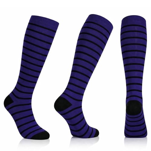 Diamond Star 6 Pairs Compression Socks for Men & Women, Knee High Socks - color: 6 Pairs (Purple/Black)
