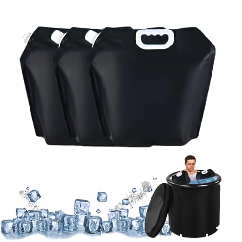 Ice Bath Bags, 5L Black Reusable Cold Plunge Tubs Water Chiller, Leakproof Portable Freezer Water Bags with Quick-Freeze Design, Home & Gym Muscle Recovery Therapy(3 Pack)