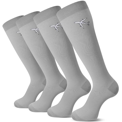 Skicuff 2 Pairs Travel Compression Socks for Men and Women - color: Grey