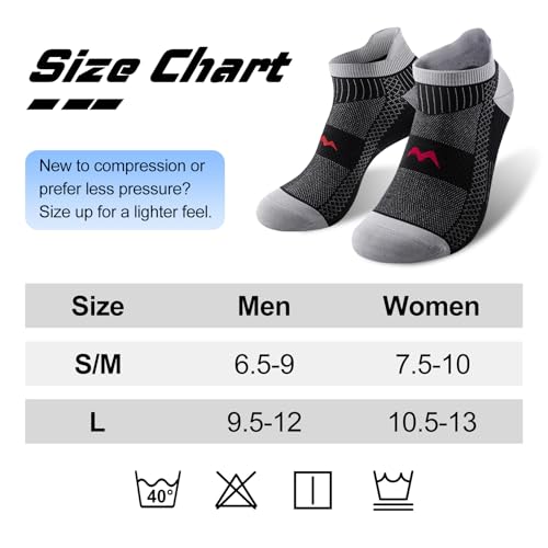 Ankle Compression Socks for Men & Women, 6 Pairs, Low Cut - color: Black, size: Large