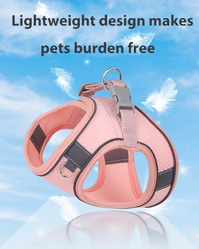 Dog Harness for Small Medium Sized Dog, Step in Puppy Harness and Leash Set Training Walking. (Peach, M) - color: Peach, size: Medium