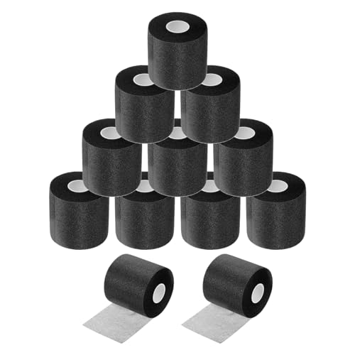 MECCANIXITY 12 Rolls Pre Wrap Athletic Tape 30 Yard x 2.8" Foam Under Wrap Tape Sports Prewrap Headband for Ankles Wrists Hands Knees - color: Black