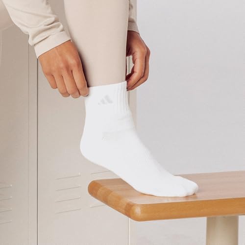 adidas Women's Athletic Cushioned Quarter Ankle Socks 6 Pairs - color: Cool Light Heather/Clear Pink/Dark Blue