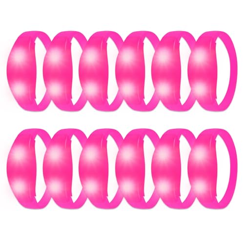 12 Pcs LED Glow Bracelets Sound Activated Flashing Light Up Bracelet for New Years Eve Glow in the Dark Party Supplies Christmas Party Favors Birthday Gift Carnival Concerts Night Events - color: Pink