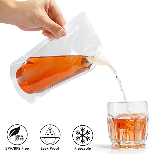 Liquor Flask Concealable And Reusable Cruise Sneak Drink Pouches Travel Drinking Alcohol Plastic Flasks bags with Funnel (16OZ-6PCS) - size: 16OZ-6PCS