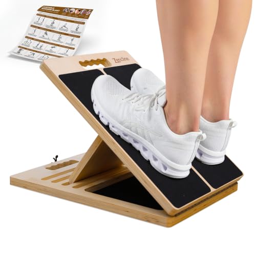 Portable Wooden Slant Board for Calf Stretching with Resistance Bands