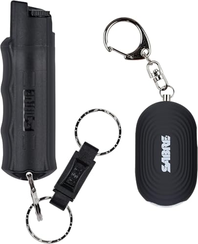 SABRE Personal Safety Kit with Pepper Spray and 2-in-1 Personal Alarm with LED Light, 0.54 fl oz, 25 Bursts,130dB Alarm, Audible Up to 1,250 Feet - color: Black, size: 0.54 Fluid Ounces/15 Grams