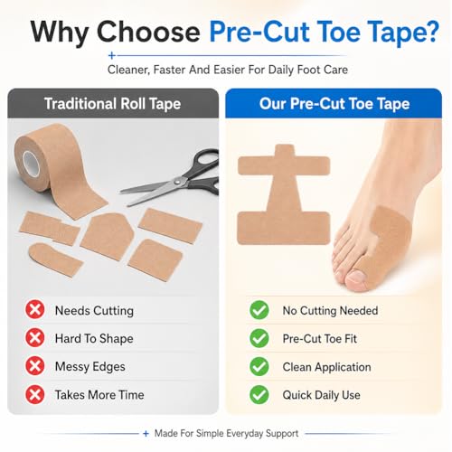 Pre Cut Bunion Corrector Kinesiology Tape Big Toe Support Feet Hallux Valgus Athletic Cushioning Breathable Latex Free Skin Friendly Comfort for Runners Daily Walking Tape(Beige,40PCS)