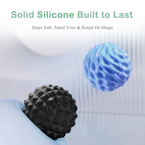 Silicone Massage Ball Set, 2 Pack Textured Fascia Balls, Mesh Bag - style: Deep-Tissue Spiky & Wave-Texture Set