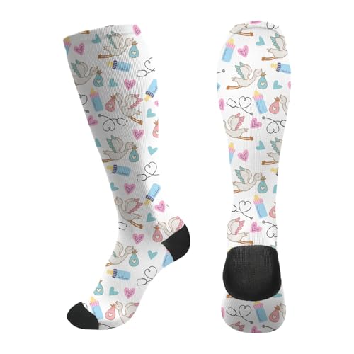 FREEHOTU Compression Knee High Socks for Women/Men Circulation 15-20 Mmhg - color: Special Delivery