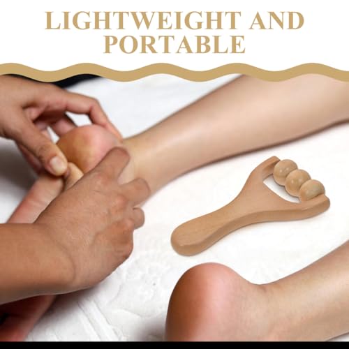 LALAFINA Wooden Massage Rollers, 4Pcs Handheld Foot Massage Tools