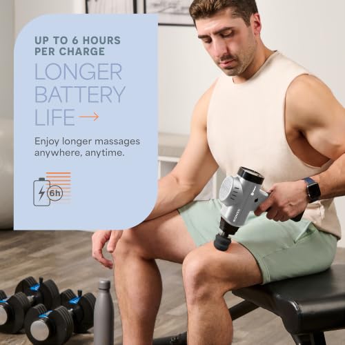 Lifepro Sonic Massage Gun Percussion Muscle Massager, 8 Heads & 5 Speeds - color: Silver, size: Standard