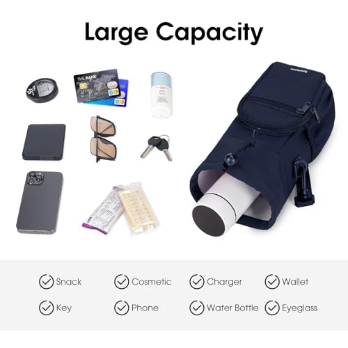 sportsnew 40oz Insulated Crossbody Water Bottle Sling Bag w/Phone Pocket - color: Navy Blue