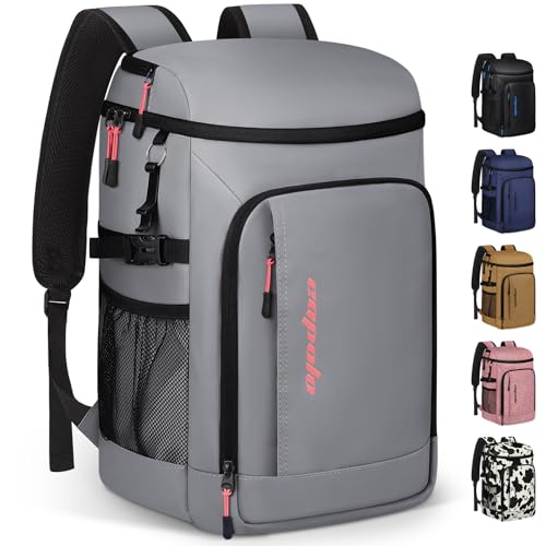 Capolo Cooler Backpack Insulated Leak Proof for Women Men Soft Cooler Bag - color: Leather Gray, size: 36 Cans