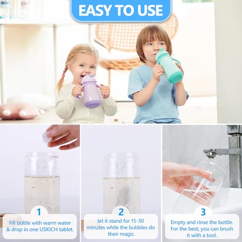 USKICH 48 Pack Water Bottle Cleaning Tablets,Water Bottle Cleaner Great for Stainless Steel, Thermos, Tumbler, Insulated and Reusable Water Bottles,Removes Stubborn Stains and Odors - size: 1 Count (Pack of 48)