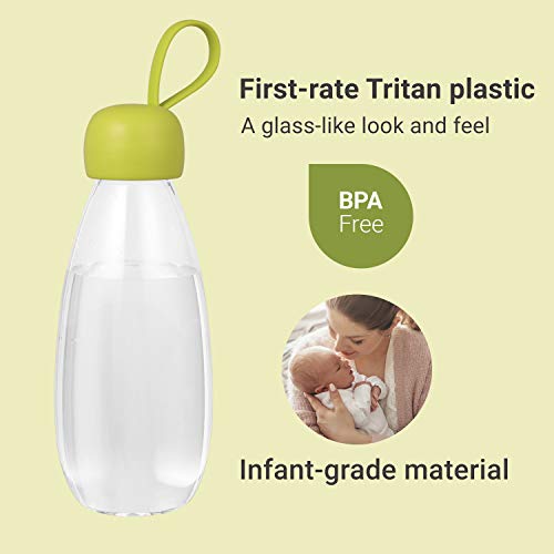 emoi BPA Free Water Bottle, 16oz/480ml Cute Water Bottle with Carrying Strap, Ideal for Kids Boys Girls Students Women Healthy Hydration-Green - color: Green Cap, size: 16 Ounces