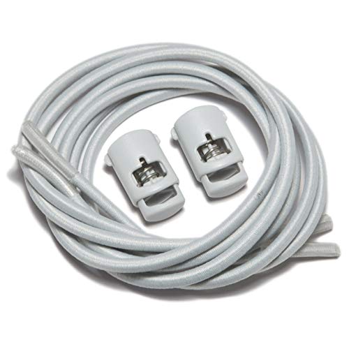 IBUNGEE LACES (Elastic No Tie Shoelaces (Made in the USA) - color: Light Gray, size: 22-inch