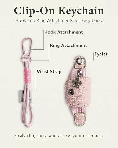 Wuflyover Coin Purse for Women, Mini Nylon Change Purse with Keychain, Small Zip Pouch for Coins, Cash, Cards (pink) - color: pink