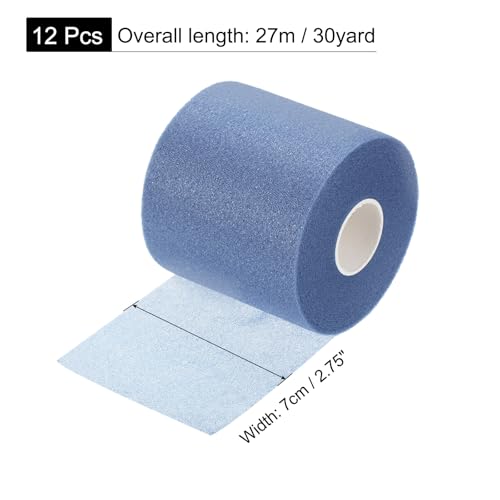 MECCANIXITY 12 Rolls Pre Wrap Athletic Tape 30 Yard x 2.8" Foam Under Wrap Tape Sports Prewrap Headband for Ankles Wrists Hands Knees - color: Blue