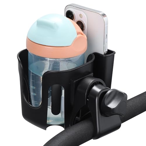 Accmor Stroller Cup Holder, Universal Cup Holder for Walker Wheelchair Bike Scooter, 360° Rotatable Stroller Cup Holder Attachment Walker Wheelchair Accessory - color: Black