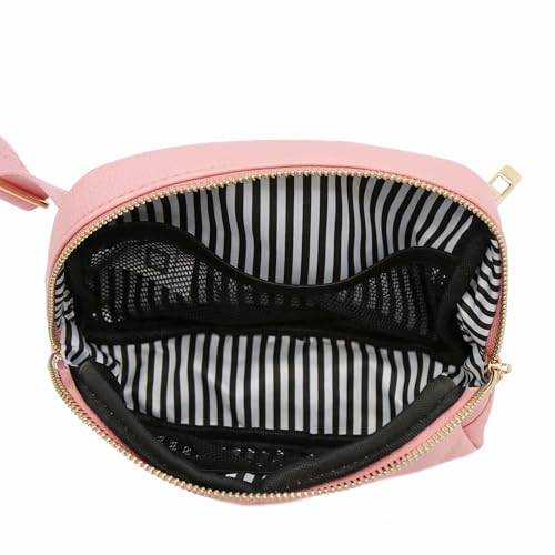Lightweight Soft PU Pebbled Leather Sling Fanny Pack Belt Bag with Gold Metal Buckle (Pink) - color: Pink