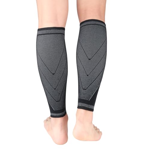 NuCamper Calf Compression Sleeve, Footless Compression Socks for Men Women - color: Black, size: Medium
