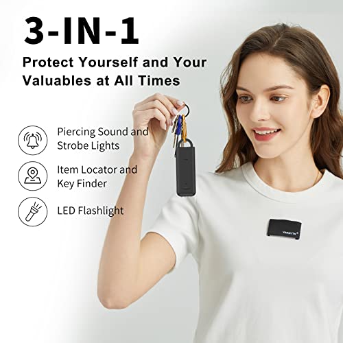 3-in-1 Personal Alarm Keychain with Apple Find My - 130dB Emergency Siren, LED Strobe Flashlight, GPS Tracker Keychain for Women, Kids, Seniors - Real-Time Location, Anti-Loss, iOS Only - color: Dark Gray