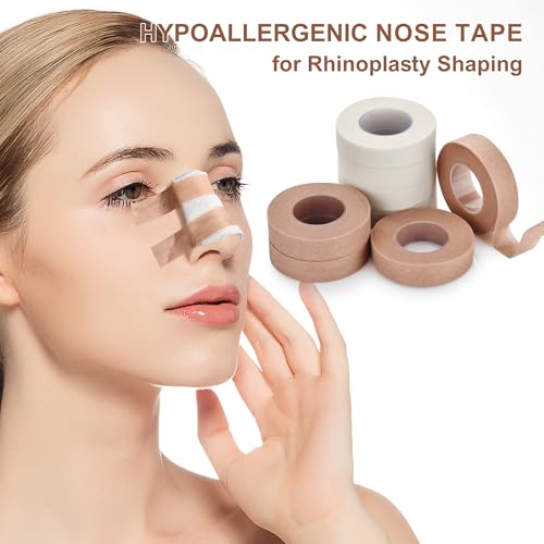 Medical Tape with Dispenser Paper Tape Medical 0.5 inch x 10yd Sensitive Skin Micropore Tape Breathable for Wound Care Nose Tape for Rhinoplasty Shaping(2 Rolls Nose Tape + 2 Dispensers Included) - color: Beige:0.5 Inch X 9.14m