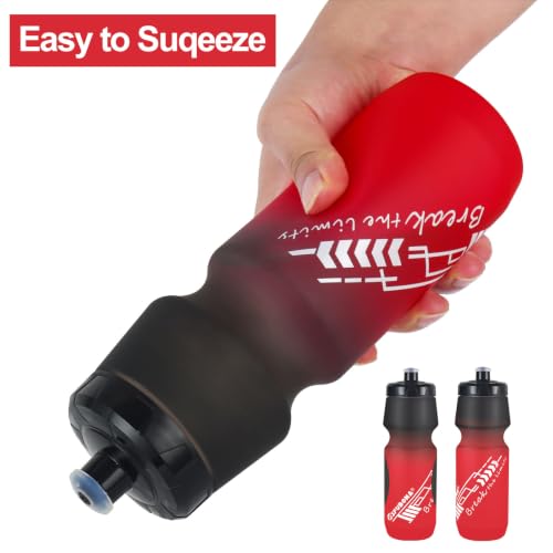 Bike Water Bottle 750ml, 2 Pack, Dishwasher Safe - color: Black/White+Black/Red, size: 2‑Pack