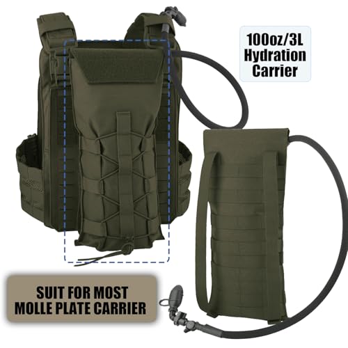 PETAC GEAR 1.5L / 3L Tactical Hydration Pack，Molle Carrier Pouch for 50 oz /100 oz Hydration Bladder Daypack Water Backpack. - color: RG, size: 3L combination set
