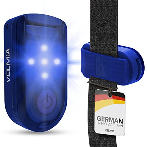 VELMIA Running Light for Runners (2 Pack) for Maximum Safety Through Visibility I Clip On Strobe & Reflective Gear - Dogs, Walking, Bike Taillight, Stroller - color: Midnight Blue