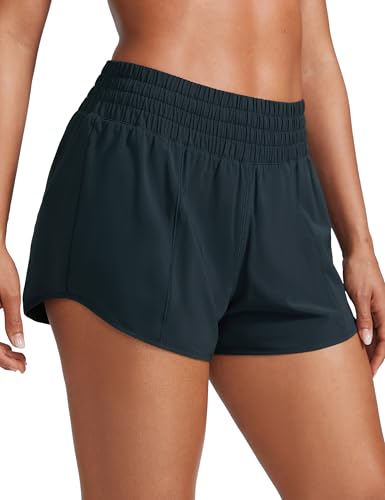 CRZ YOGA High Waisted Running Shorts 2.5" - color: True Navy, size: Medium