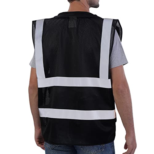 Neopelta Reflective Safety Vest for Men Women with Pockets, Black Mesh S - color: Black, size: Small