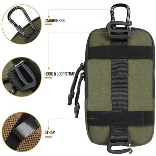 ONETIGRIS Backpack Strap Pouch, MOLLE Phone Holster for Backpack & Belt - color: Green