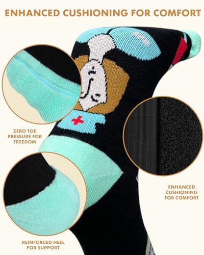 Thick Soft Cotton Compression Socks - color: Nurse Elements, size: Small-Medium